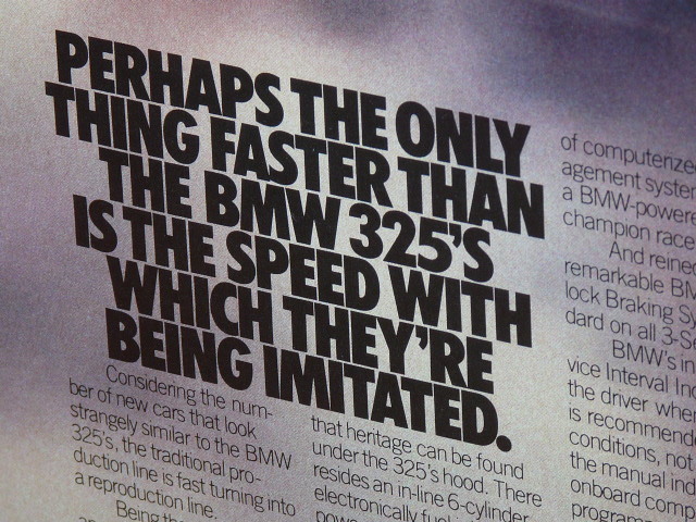 1985 год USA 80s иностранная книга журнал реклама рамка товар BMW 325s (A4size) / для поиска 325 магазин гараж табличка дисплей оборудование орнамент AD автограф 