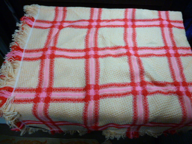  Showa Retro kotatsu topping beige red pink antique interior display cover handicrafts remake cloth fabric 