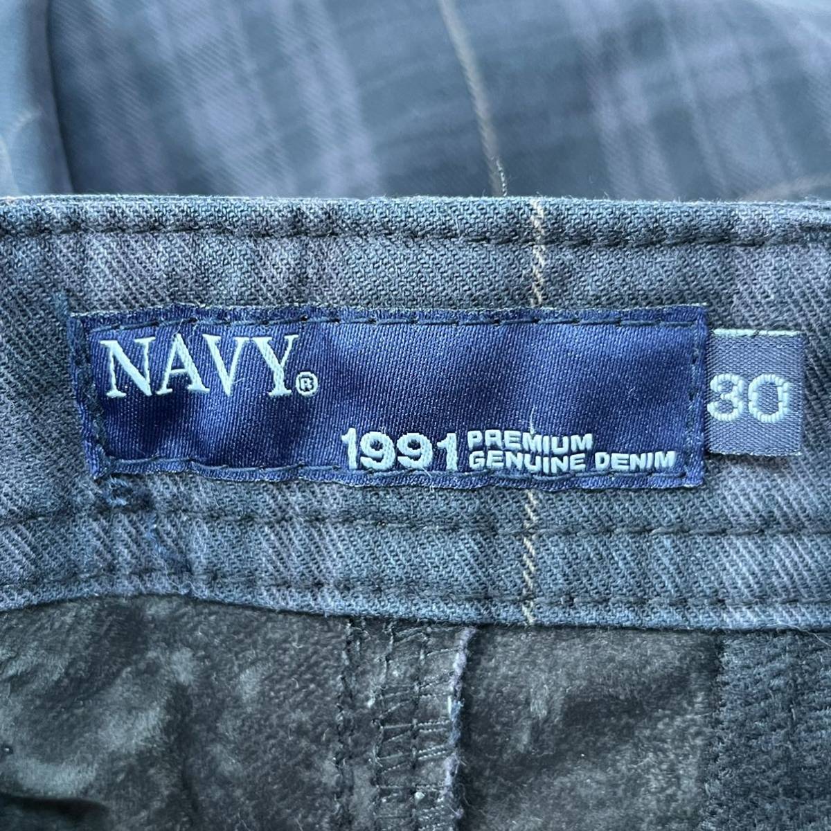 【NAVY】ネイビー マックハウス チェック柄 コットン ストレッチ パンツ 裏起毛 秋冬 ブラック 黒×グレー系 メンズ サイズ30/Y3011YY_画像8