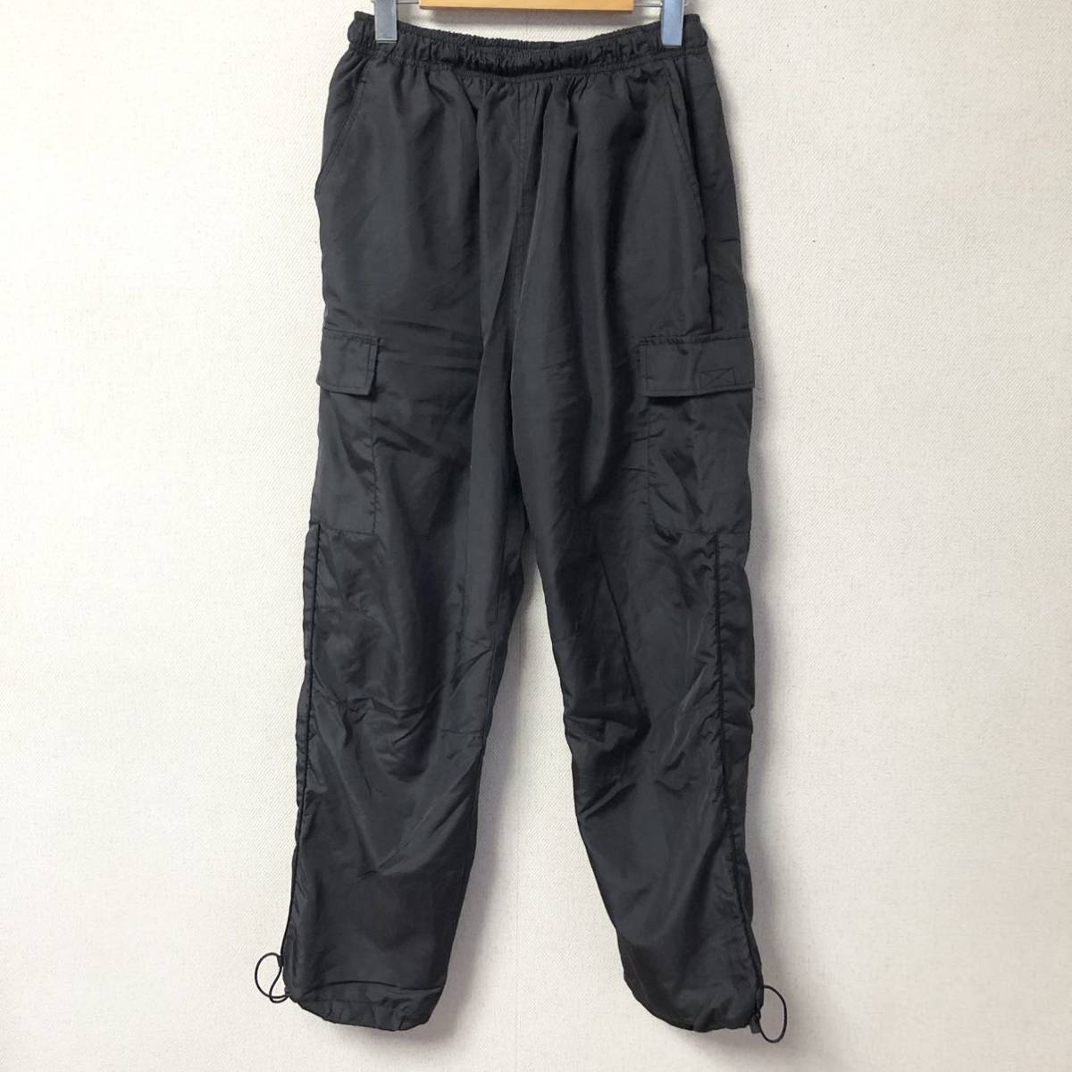 【hill crop】ヒルクロップ カーゴ パンツ ブラック メンズ 裏メッシュ ドローコード ウエストゴム ウインドブレーカー ボトムス M/Y3255BB_画像1