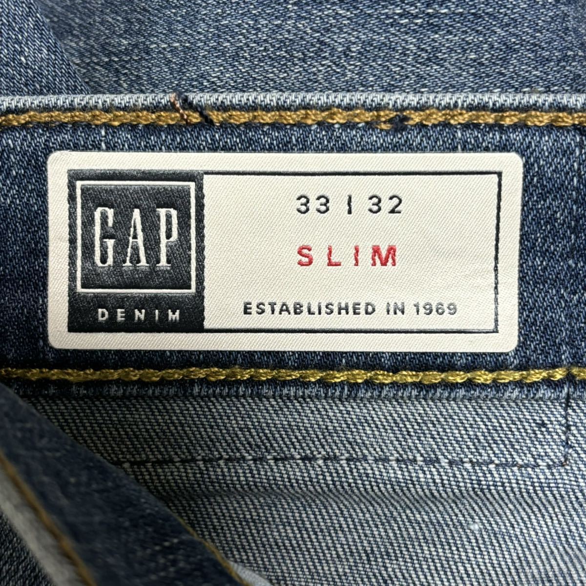 美品◎【GAP】ギャップ デニムパンツ ジーンズ ブルー 青 ストレッチ SLIM コットン カジュアル 定番 メンズ サイズ33X32/Y4133 SS_画像8