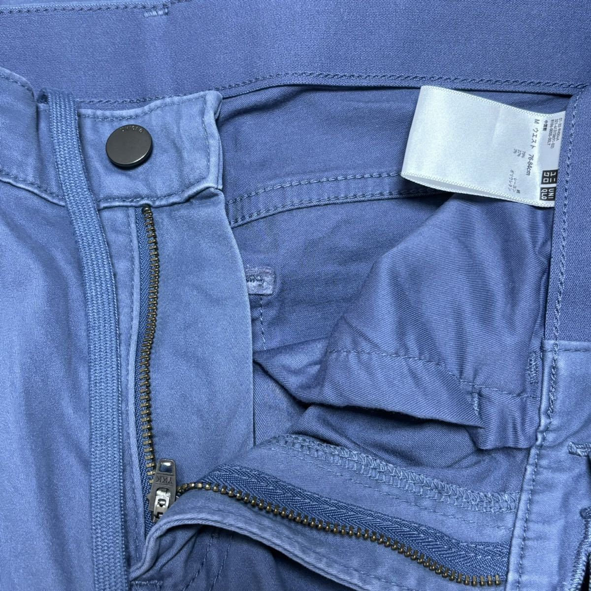 【UNIQLO】ユニクロ ストレッチパンツ ブルー 青 くすみカラー レギンスパンツ ウエストゴム イージー メンズ サイズM(76-84㎝)/Y4169 SS_画像5