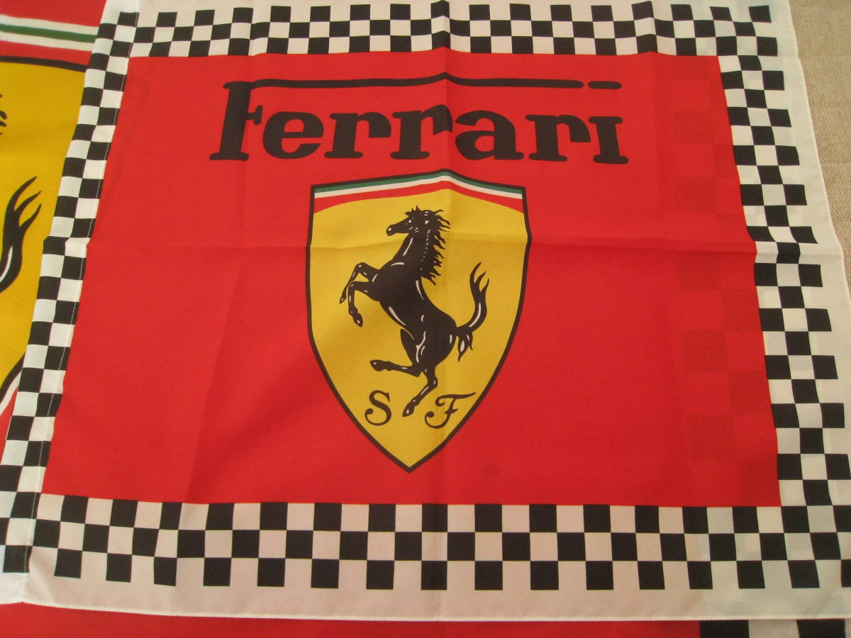 ■FERRARI フェラーリ フラッグ（特大、中） 2枚　キャップ　3点まとめて　旗 チェッカーフラッグ L型フラッグ １９９０年代の物◆中古◆_画像2