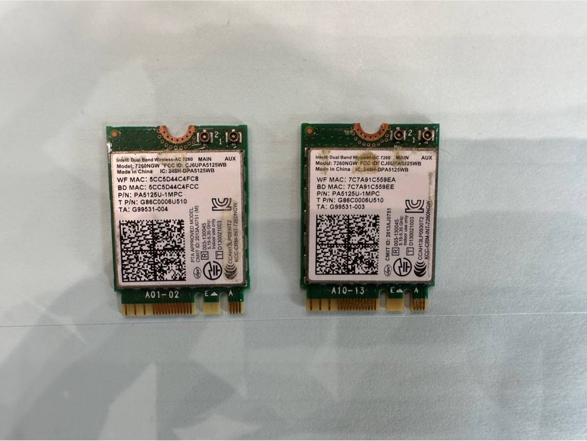 【Intel】 Dual Band Wireless-AC 7260 802.11ac 867Mbps + Bluetooth 4.0 M.2 無線LANカード 7260NGW  2枚セットの画像1