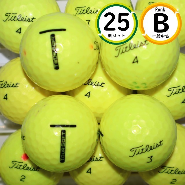 25個 2020年モデル タイトリスト ツアーソフト イエローカラー Bランク TITLEIST TOURSOFT 中古 ロストボール 送料無料_画像1