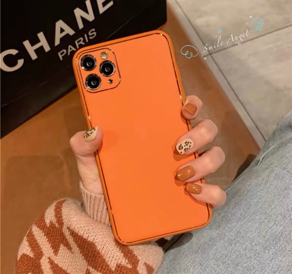 Phone12promax レザーケース　リボン　ブラック＆オレンジ　2点 上品な　高級感