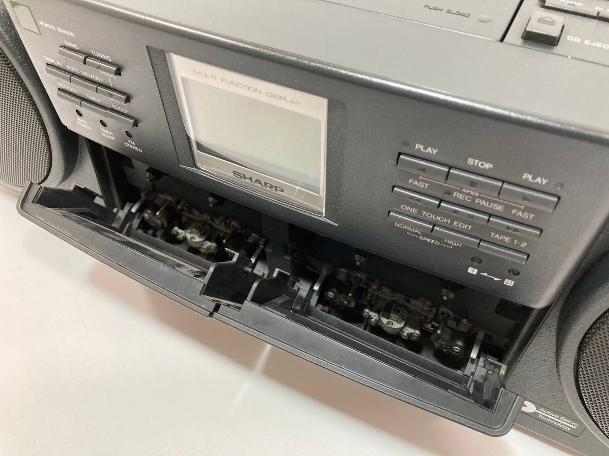  super rare / operation verification settled *SHARP/ sharp compact disk stereo double cassette QT-77CD CD radio-cassette audio equipment retro * remote control attaching 