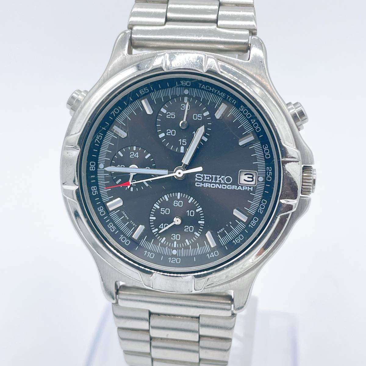 1円スタート】稼働品 SEIKO セイコー 7T27-6A50 クロノグラフ ラウンド