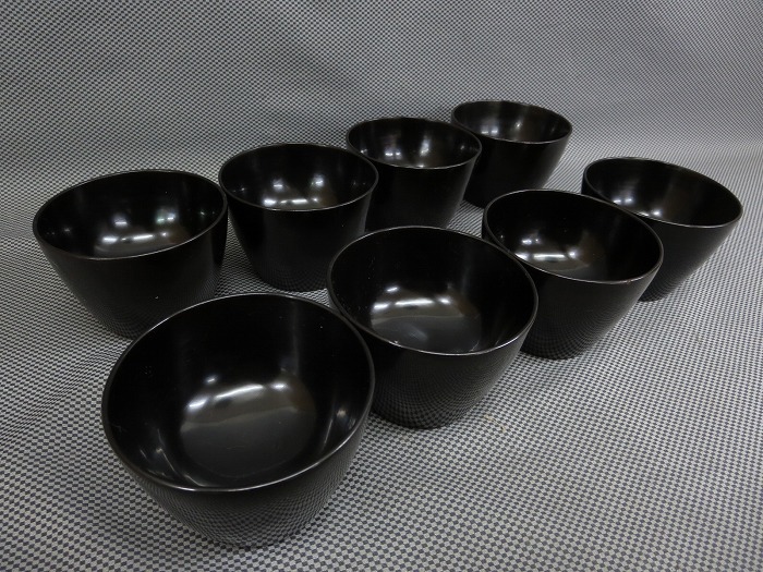 1◇木製漆器 黒漆塗 蕎麦猪口 八客 そば猪口 輪島塗　口径9cm◇天然木　漆芸 湯呑 懐石具◇6_画像2