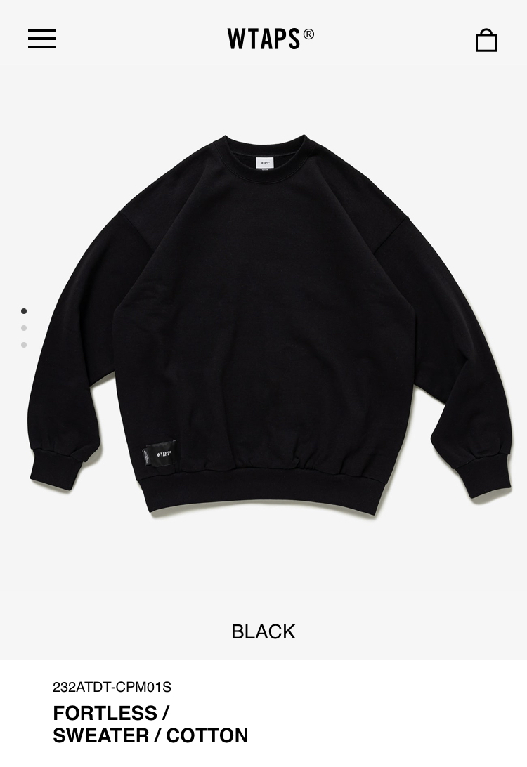 【新品正規】黒 L / 23aw wtaps FORTLESS / SWEATER / COTTON BLACK LARGE // sweatshirt wtvua ダブルタップス 23fw_画像2