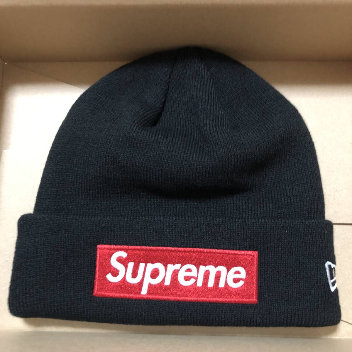 22FW Supreme New Era Box Logo Beanie Black シュプリーム ニューエラ ボックス ロゴ ビーニー 国内正規品_画像4