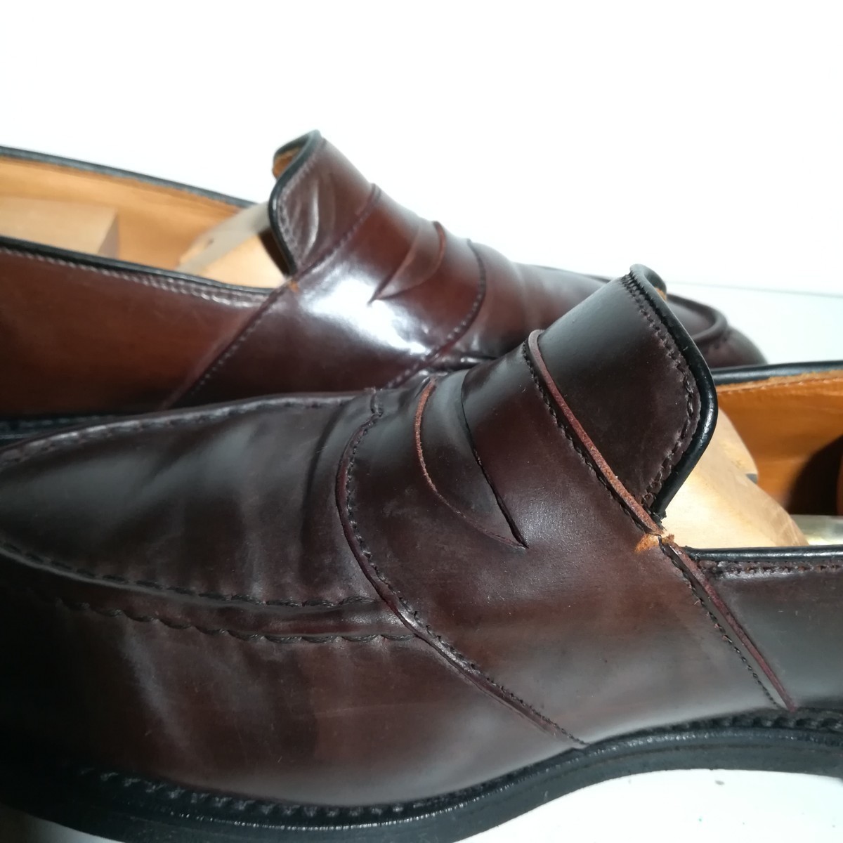 c0097 ★アレンエドモンズ Allen Edmonds★ Randolph コードバン コインローファー 9 1/2C 27.0~27.5cm程度 茶 ドレス 革靴 紳士靴 本革_画像7