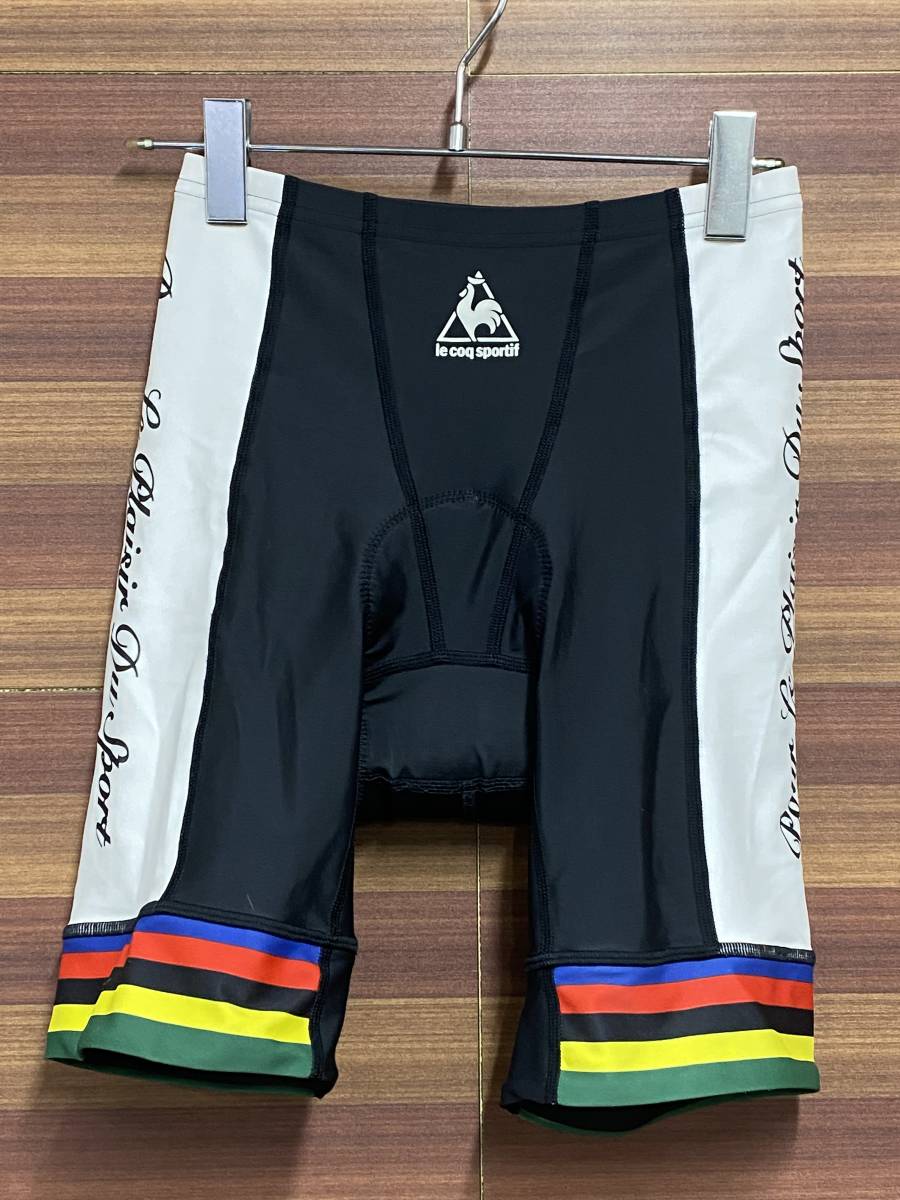 HM139 ルコックスポルティフ le coq sportif レーサーパンツ 黒白 S ※スレあり_画像1