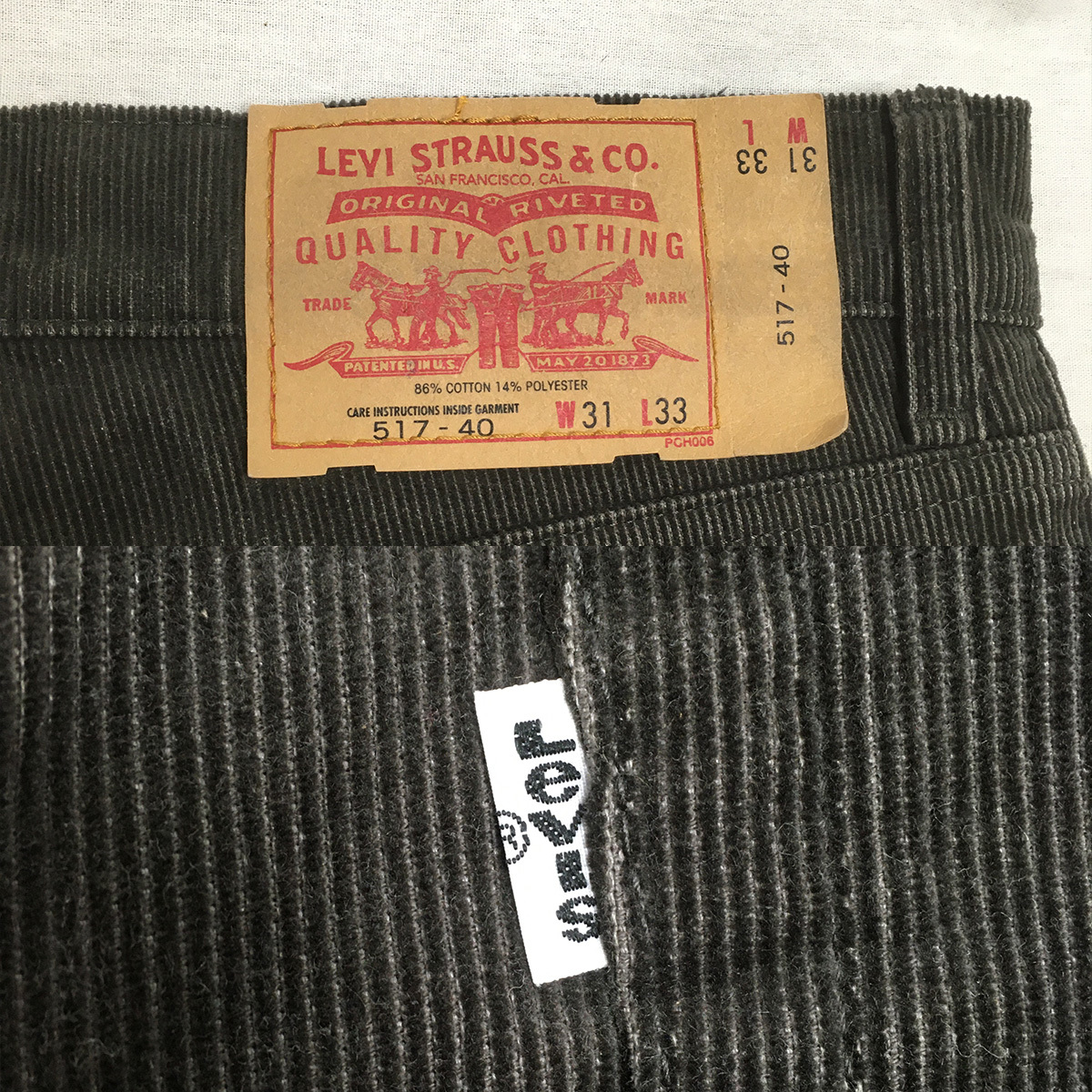 Levi's リーバイス 517-40 日本製 02年 コーデュロイ ブーツカット W31 L33 パンツ 白タブ_画像9