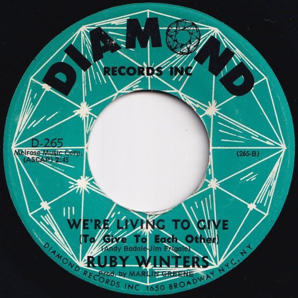 Ruby Winters Always David / We're Living To Give (To Give To Each Other) Diamond US D-265 205718 SOUL ソウル レコード 7インチ 45_画像2