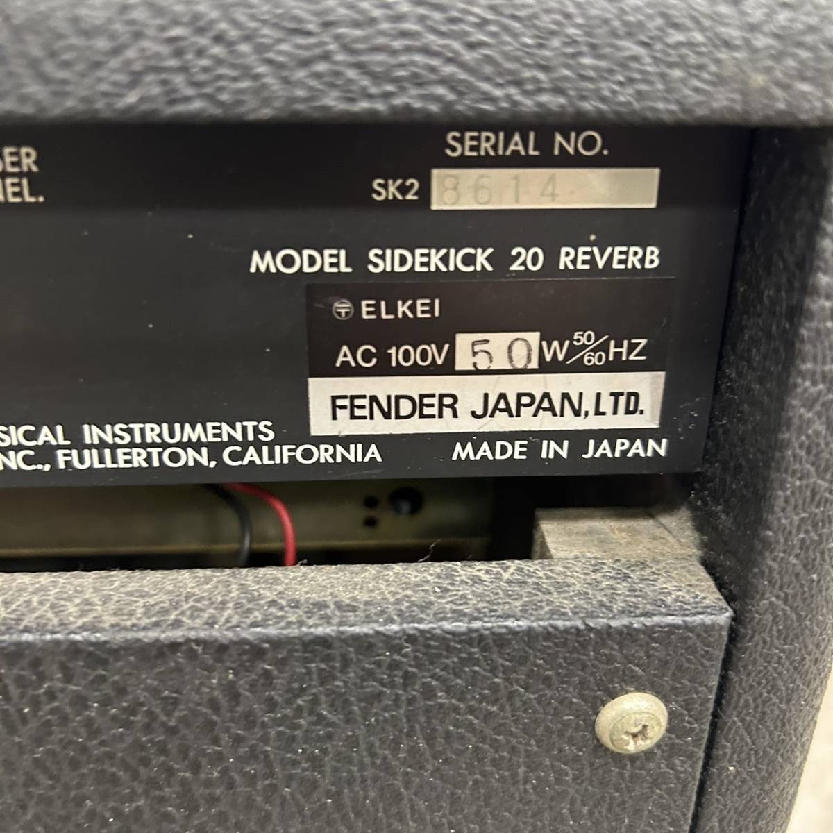 【ART-2630】1円スタート Fender フェンダー SIDEKICK 20 REVERB アンプ ブラック 通電 動作未確認 ジャンク 長期保管品 現状品_画像8