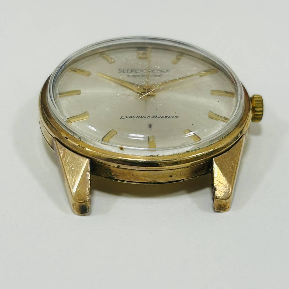 【BW 2719】1円～ SEIKO セイコー CROWN クラウン Special J15020 DIASHOCK 23石 ALL GOLD FILLED 手巻き 稼働品 本体のみ 現状品_画像5