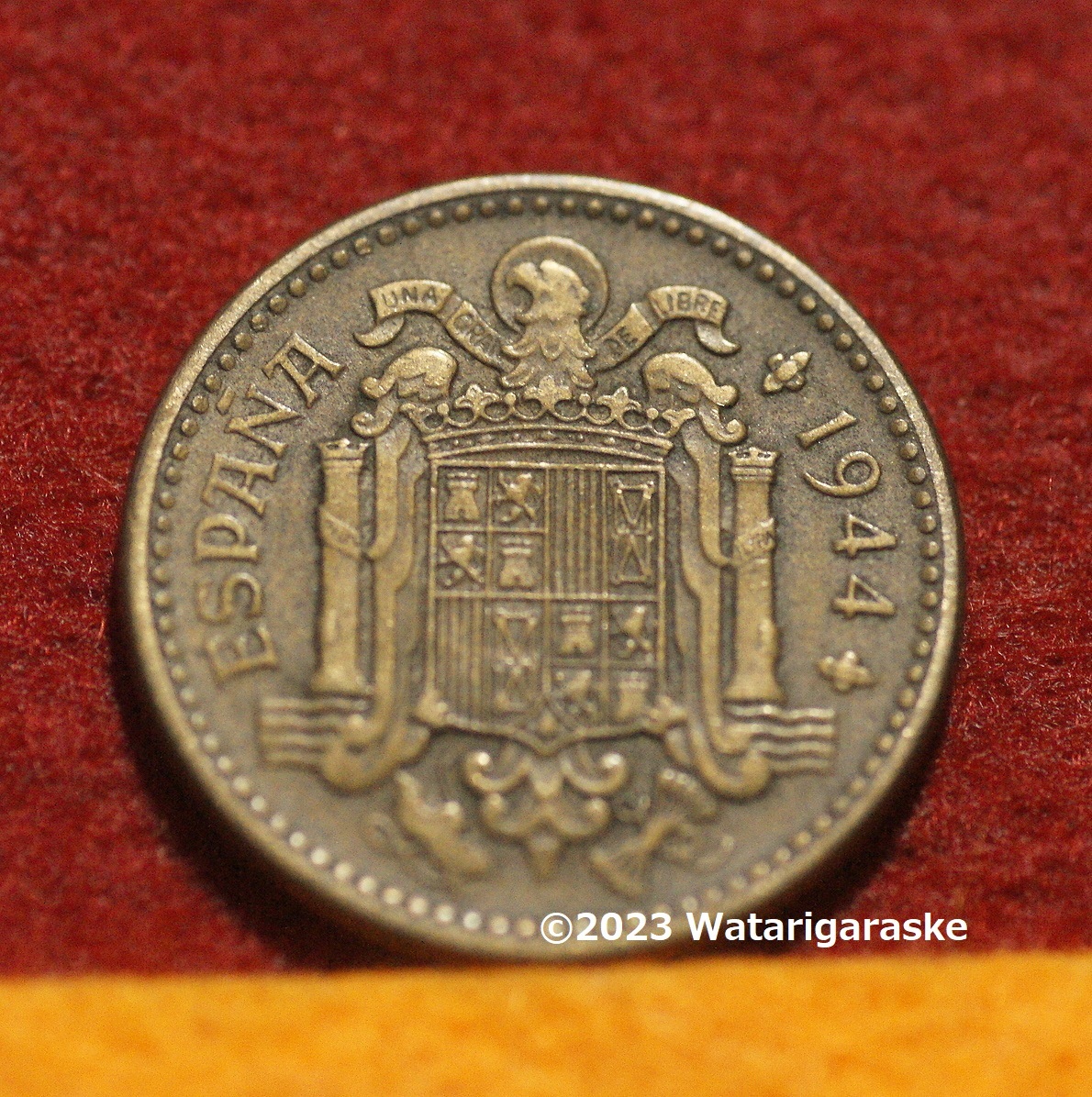 ★スペイン1944年1ペセタ貨x1枚★流通品21mm_画像2