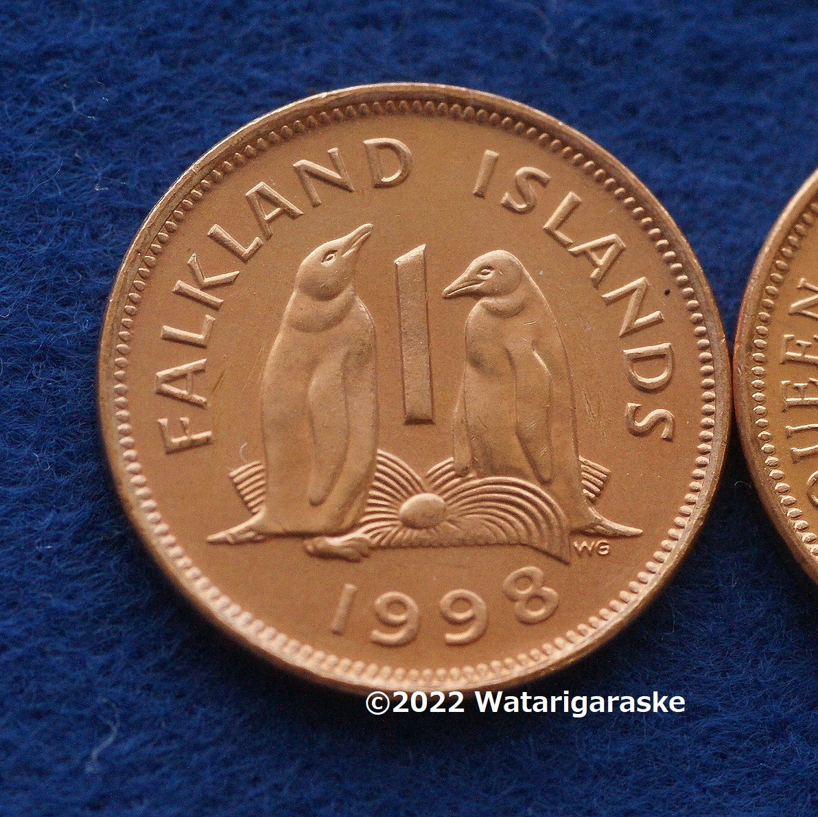 ★ジェンツーペンギンのコインx1枚★英領フォークランド諸島1998年 1ペニー貨 ★おまとめ推奨★の画像1