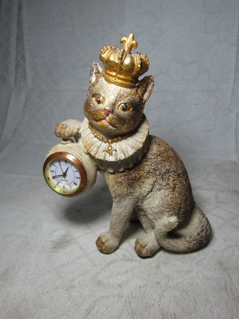 KI　レトロ　アンティーク　飾り物　置物　インテリア小物　可愛い　ウサギと猫の　時計持ち_画像7