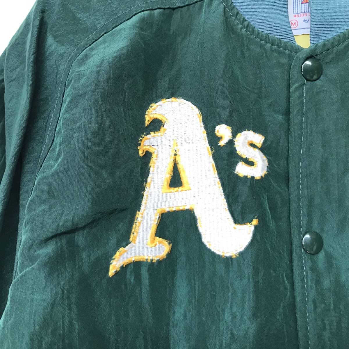 90s STARTER Diamond COLLECTION Oakland Athletics USA製 スターター アスレチックス スタジアムジャンパー 美品 size M/XL_画像2