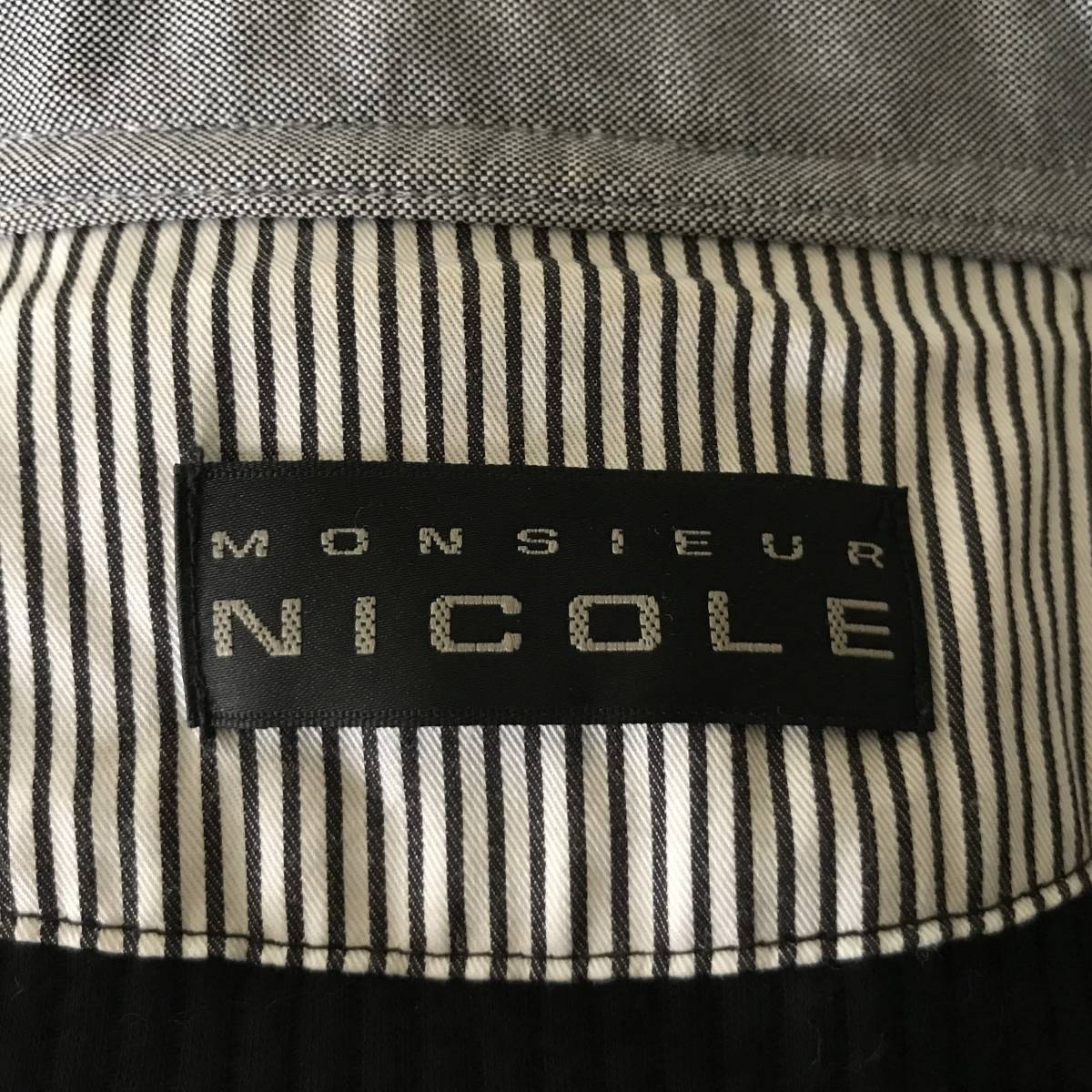MONSIEUR NICOLE ムッシュ ニコル メンズ 長袖 スキッパーニットポロシャツ ブラック 美品(ほぼ未着用) size 46_画像4