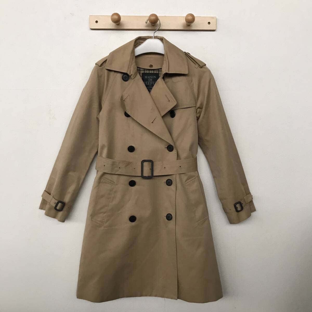 MAISON DE REEFUR mezzo ndo Lee fur lady's trench coat wool liner attaching beautiful goods ( almost not yet have on ) size 36