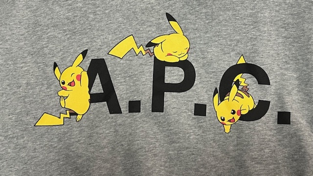 WEAR■2023年AW Pokemon X A.P.C.(アーペーセー) Pikachu HOODIE 人気フーディー MEN’S GREY SIZE L 中古品/ポケモン/ピカチュウ/Nintendo_画像2