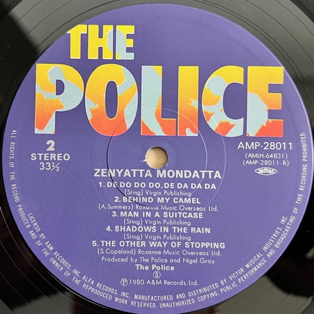 LP■ROCK/POLICE/ZENYATTA MONDATTA/A&M AMP-28011/国内80年ORIG OBI/帯/ポリス/ゼニヤッタモンダッタ/人気曲収録3rd/STING/スティング_画像6