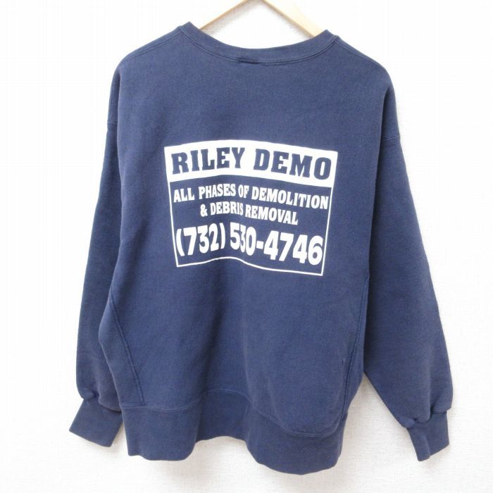 XL/古着 リー Lee 長袖 スウェット メンズ 00s RILEY DEMO クルーネック 紺 ネイビー 24feb01 中古 スエット トレーナー トップス_画像1