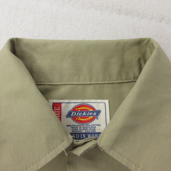 XL/古着 ディッキーズ Dickies 長袖 ワーク シャツ メンズ 銃 ロング丈 ベージュ カーキ 24feb02 中古 トップス_画像5