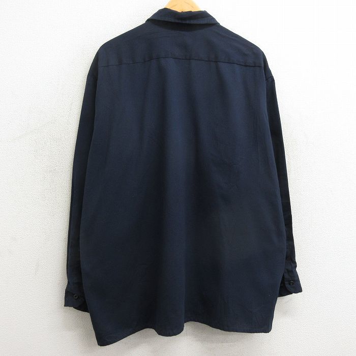 XL/古着 ディッキーズ Dickies 長袖 ワーク シャツ メンズ 大きいサイズ 紺 ネイビー 24feb03 中古 トップス_画像2