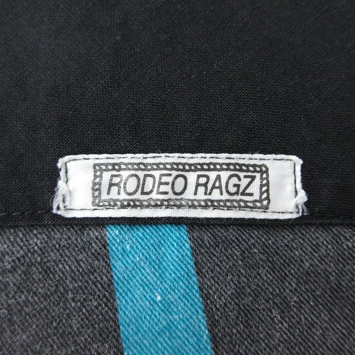 XL/古着 長袖 ウエスタン シャツ メンズ 90s RODEO RAGZ 大きいサイズ ロング丈 青緑他 ストライプ 24feb03 中古 トップス_画像4