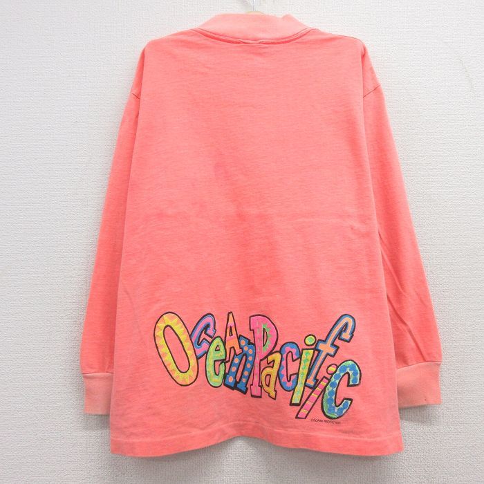 古着 オーシャンパシフィック OP 長袖 ビンテージ Tシャツ キッズ ボーイズ 子供服 80s 男性 Mogul モックネック ハイネック オレンジ系 24_画像2