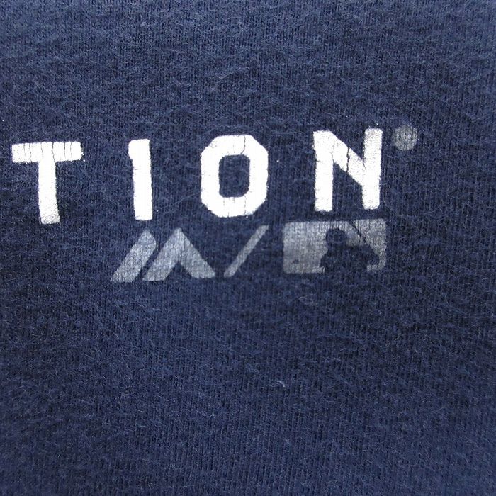 XL/古着 マジェスティック 半袖 Tシャツ メンズ MLB ニューヨークヤンキース 大きいサイズ コットン クルーネック 紺 ネイビー メジャーリ_画像3