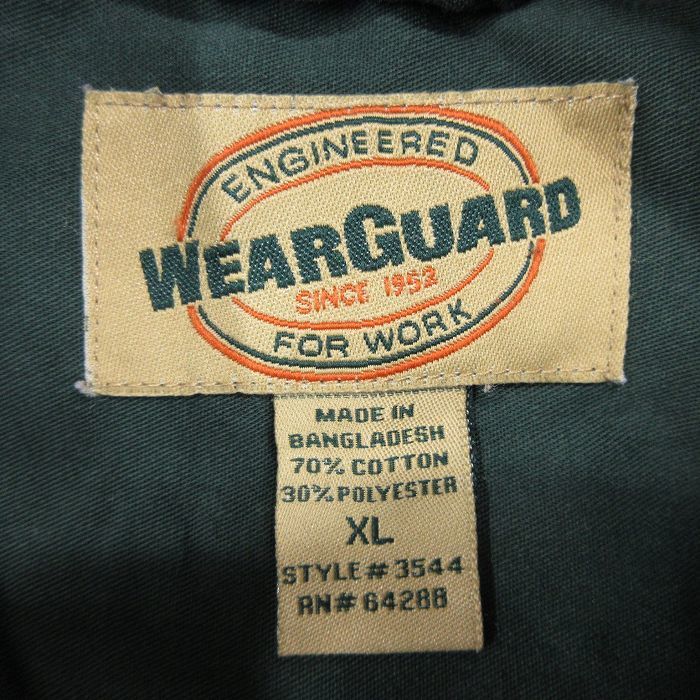 XL/古着 Wear Guard 長袖 シャツ メンズ 00s 大きいサイズ ボタンダウン 緑 グリーン 24feb07 中古 トップス_画像4