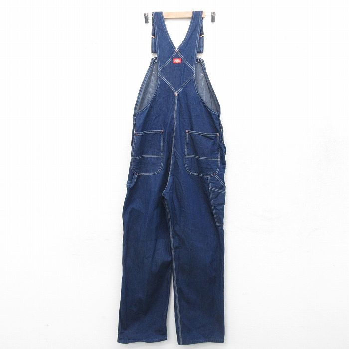 W40/古着 ディッキーズ Dickies オーバーオール メンズ 大きいサイズ コットン 紺 ネイビー デニム 24feb10 中古 ボトムス_画像2