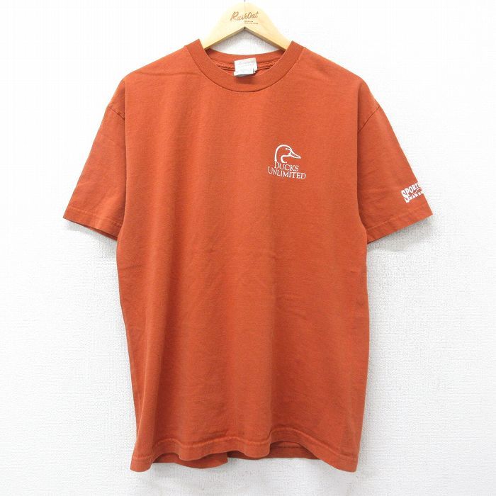 L/古着 半袖 ビンテージ Tシャツ メンズ 00s ダックスアンリミテッド 鳥 コットン クルーネック 茶 ブラウン 24feb10 中古_画像2