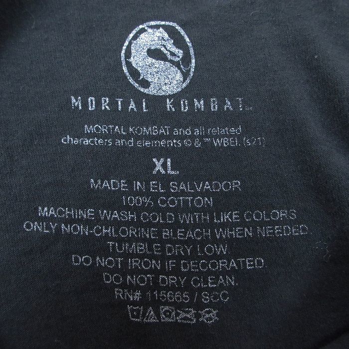 XL/古着 半袖 Tシャツ メンズ ゲーム モータルコンバット 大きいサイズ コットン クルーネック 黒 ブラック 24feb12 中古_画像3