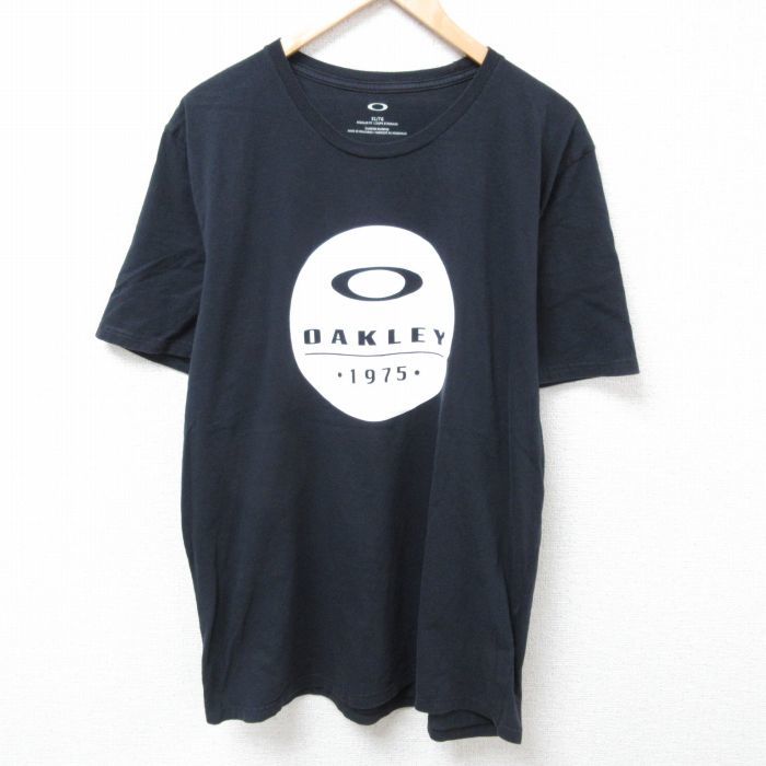 L/古着 オークリー OAKLEY 半袖 Tシャツ メンズ ビッグロゴ クルーネック 黒 ブラック 24feb13 中古_画像1