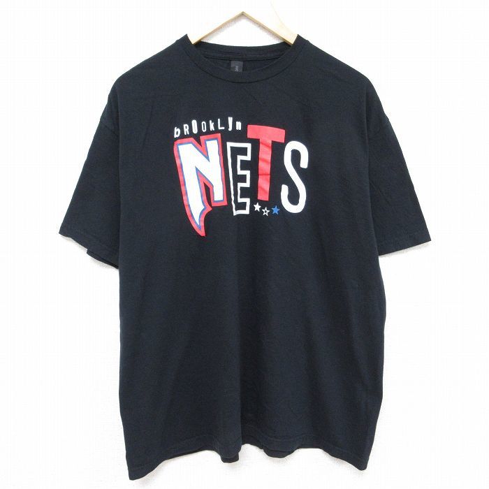 XL/古着 半袖 Tシャツ メンズ NBA ブルックリンネッツ コットン クルーネック 黒 ブラック バスケットボール 24feb14 中古_画像1