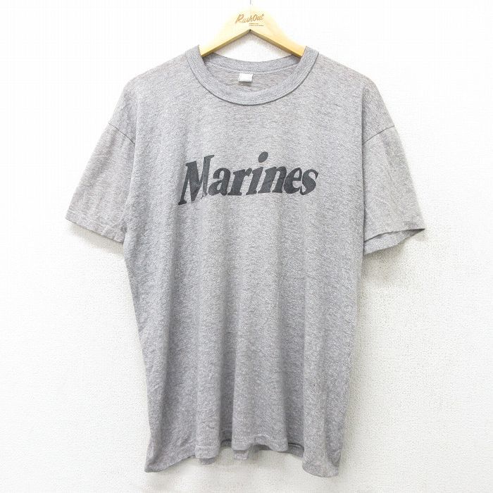 XL/古着 半袖 ビンテージ Tシャツ メンズ 90s ミリタリー マリーンズ クルーネック グレー 霜降り 24feb14 中古_画像1