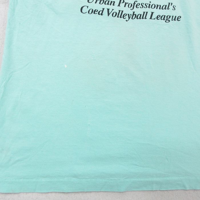 L/古着 フルーツオブザルーム 半袖 ビンテージ Tシャツ メンズ 90s バレーボール ニューヨーク コットン クルーネック 薄青緑系 24feb15 中_画像8
