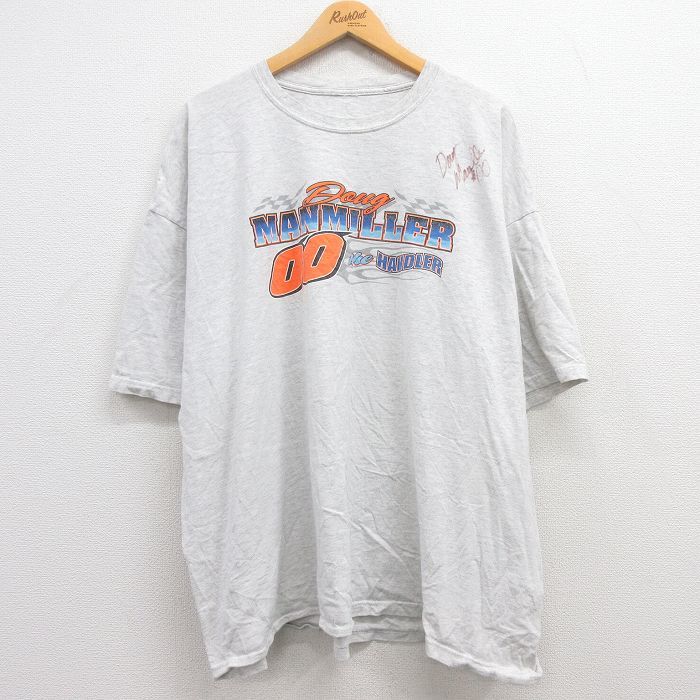 XL/古着 半袖 ビンテージ Tシャツ メンズ 00s レーシングカー DOUG MANMILLER 00 サイン入り 企業広告 大きいサイズ クルーネック 薄グレー_画像1