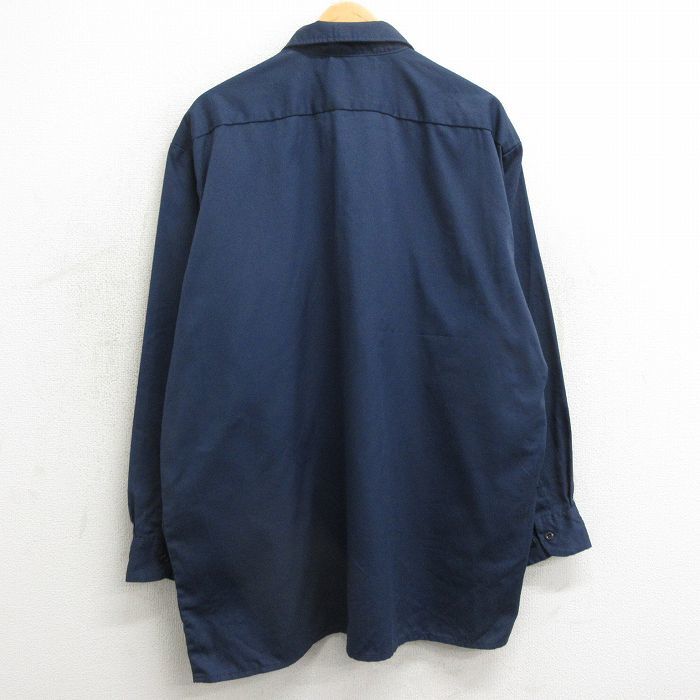 XL/古着 ディッキーズ Dickies 長袖 ワーク シャツ メンズ 大きいサイズ ロング丈 紺 ネイビー 24feb15 中古 トップス_画像2