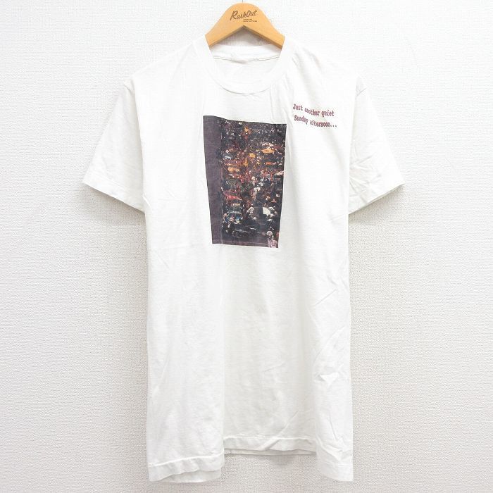 L/古着 半袖 ビンテージ Tシャツ メンズ 90s NASCAR レーシングカー フォトプリント クルーネック 白 ホワイト 24feb15 中古_画像1