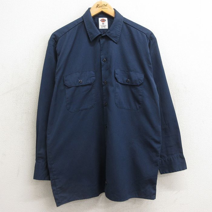 L/古着 ディッキーズ Dickies 長袖 ワーク シャツ メンズ 紺 ネイビー 24feb16 中古 トップス_画像1