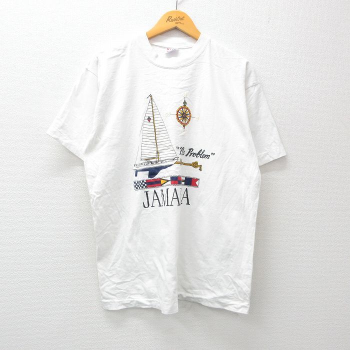 XL/古着 半袖 ビンテージ Tシャツ メンズ 90s ヨット ジャマイカ コットン クルーネック 白 ホワイト 24feb17 中古_画像1