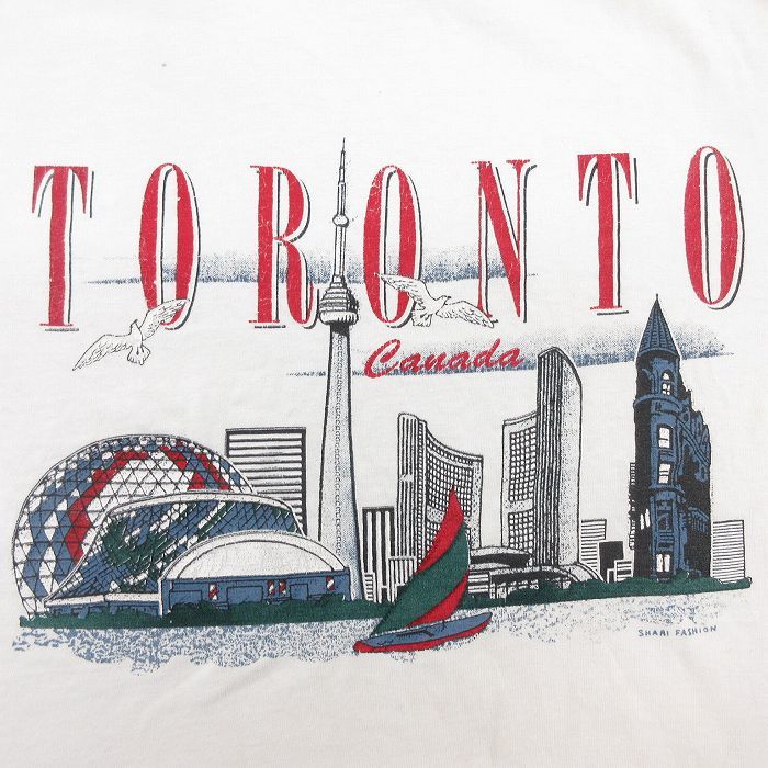  old clothes TULTEX short sleeves Vintage T-shirt Kids boys child clothes 90s Toronto Bill cotton crew neck white white 24feb20