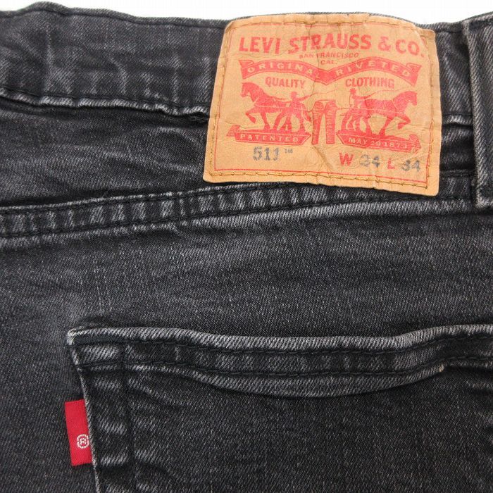 W33/古着 リーバイス Levis 511 ジーンズ メンズ 黒 ブラック デニム 24feb21 中古 ボトムス ジーパン Gパン ロング パンツ_画像4